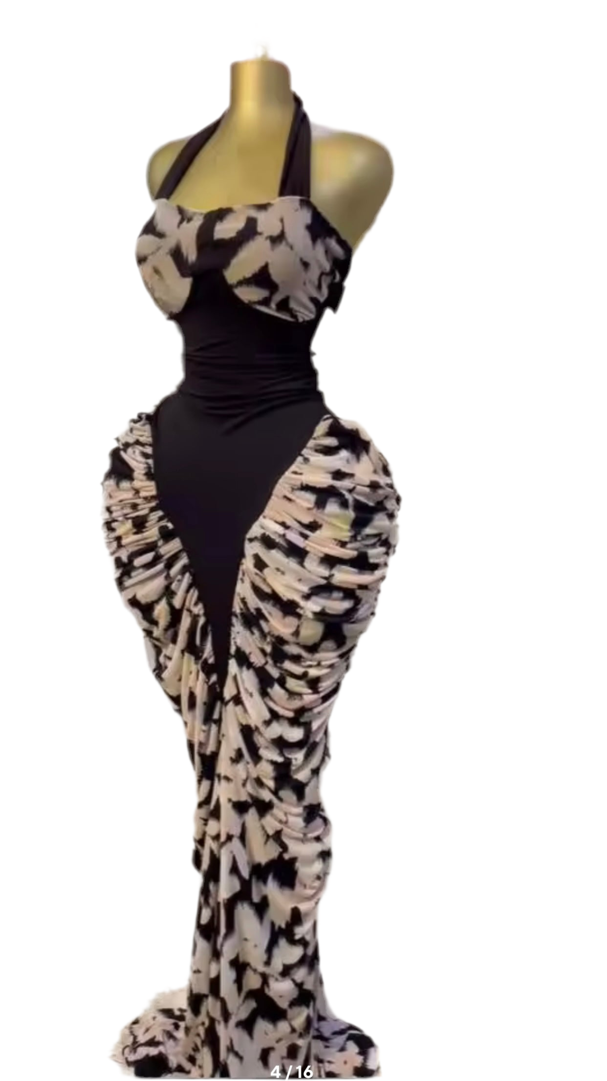 Ruched Painted Curves Gown