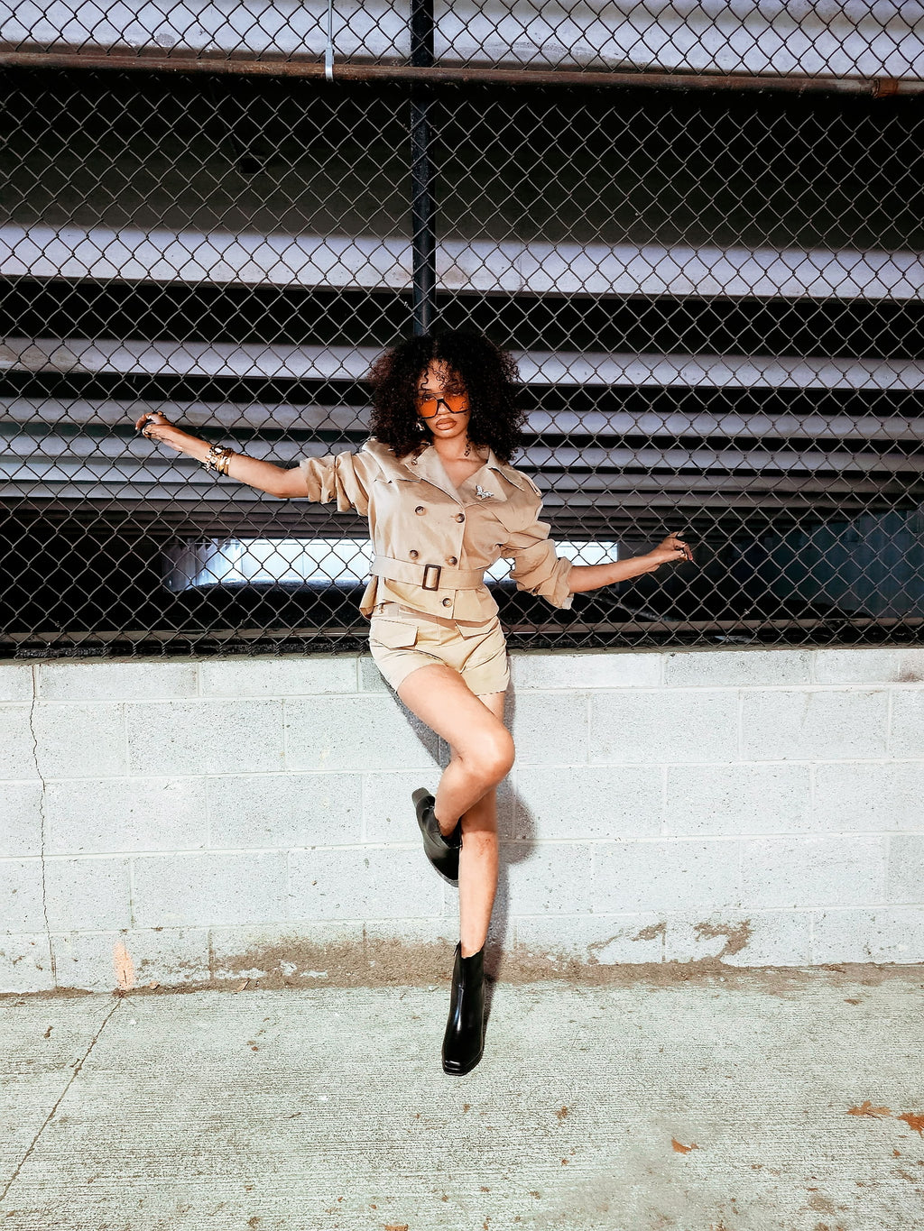 Luxury Co. | Cropped Trench Set – Beige Two-Piece LUXURY CO. FASHION BRAND