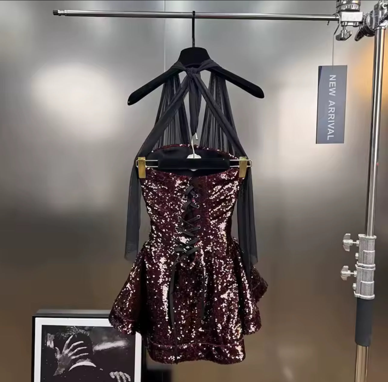 LUXURY CO.|The Bordeaux Sequin Corset Mini Dress