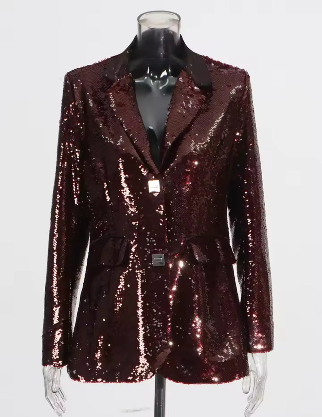 LUXURY CO. | BURGUNDY SEQUIN BLAZER