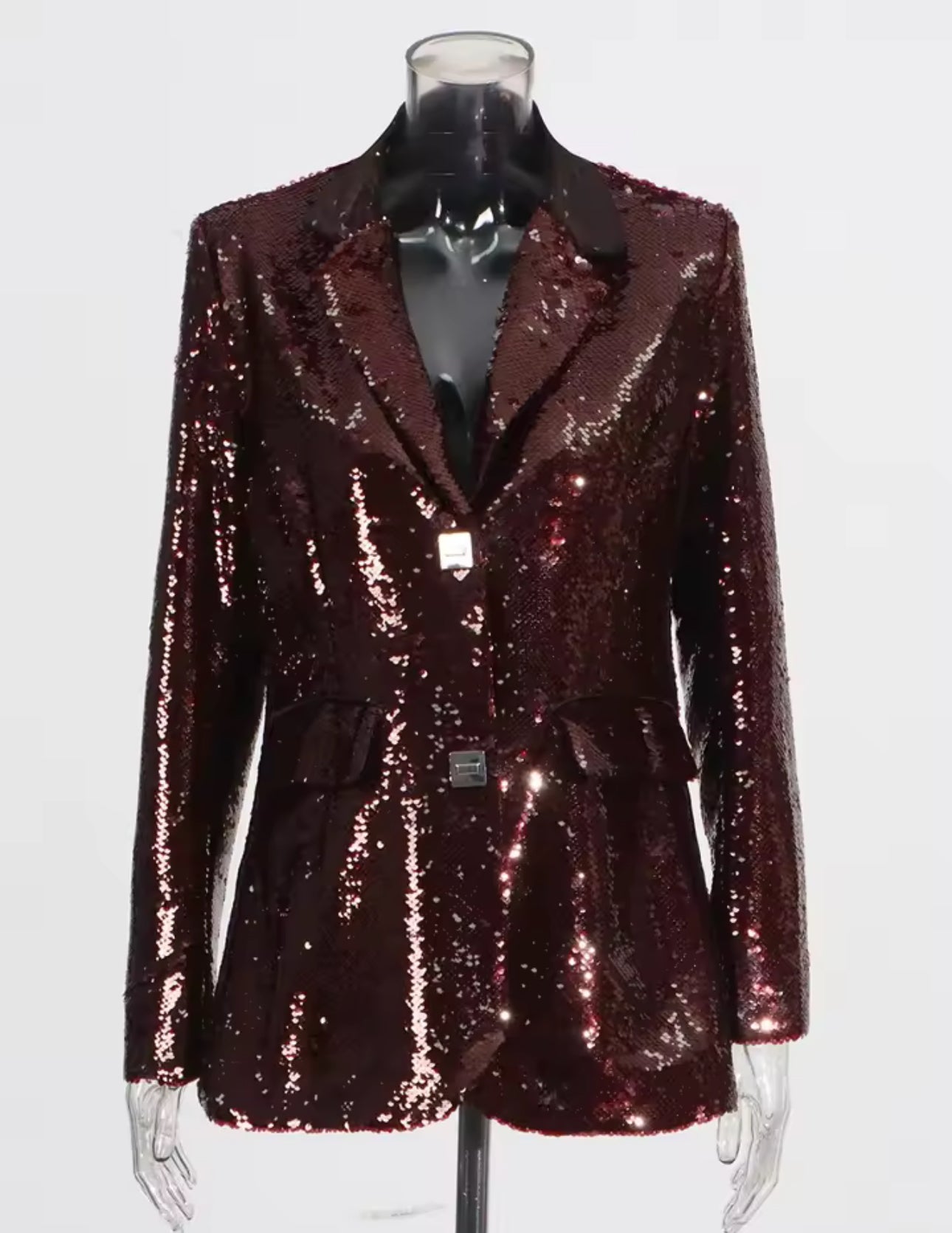 LUXURY CO. | BURGUNDY SEQUIN BLAZER