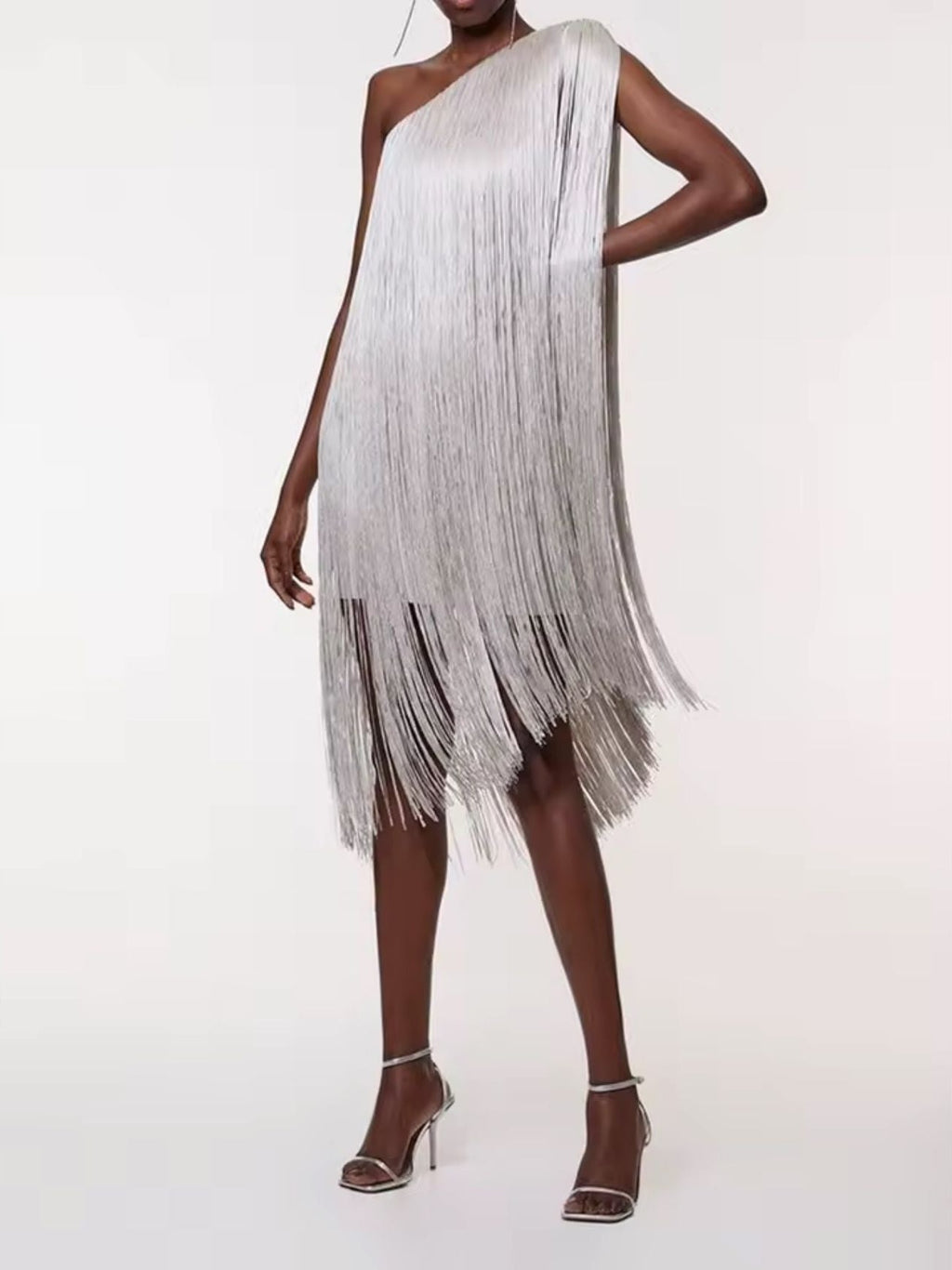 LUXURY CO.| One-Shoulder Luxe Fringe Mini Dress LUXURY CO. FASHION BRAND