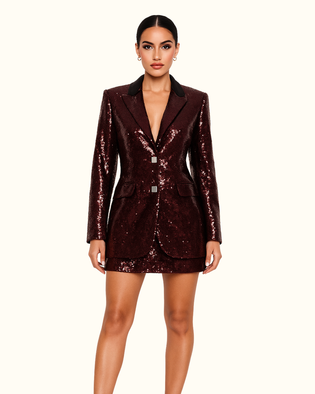 LUXURY CO. | BURGUNDY SEQUIN BLAZER