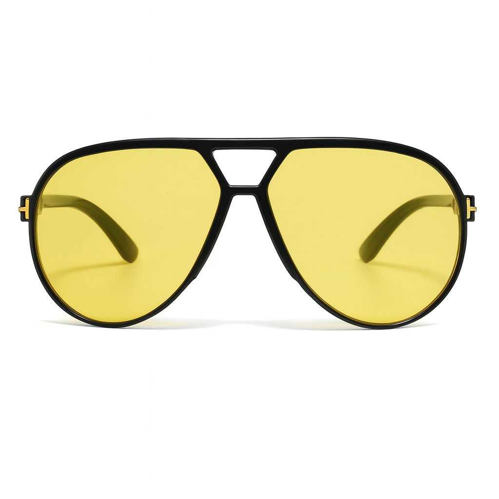 Luxury Co. “Solar Edge” Yellow Lens Aviator Sunglasses