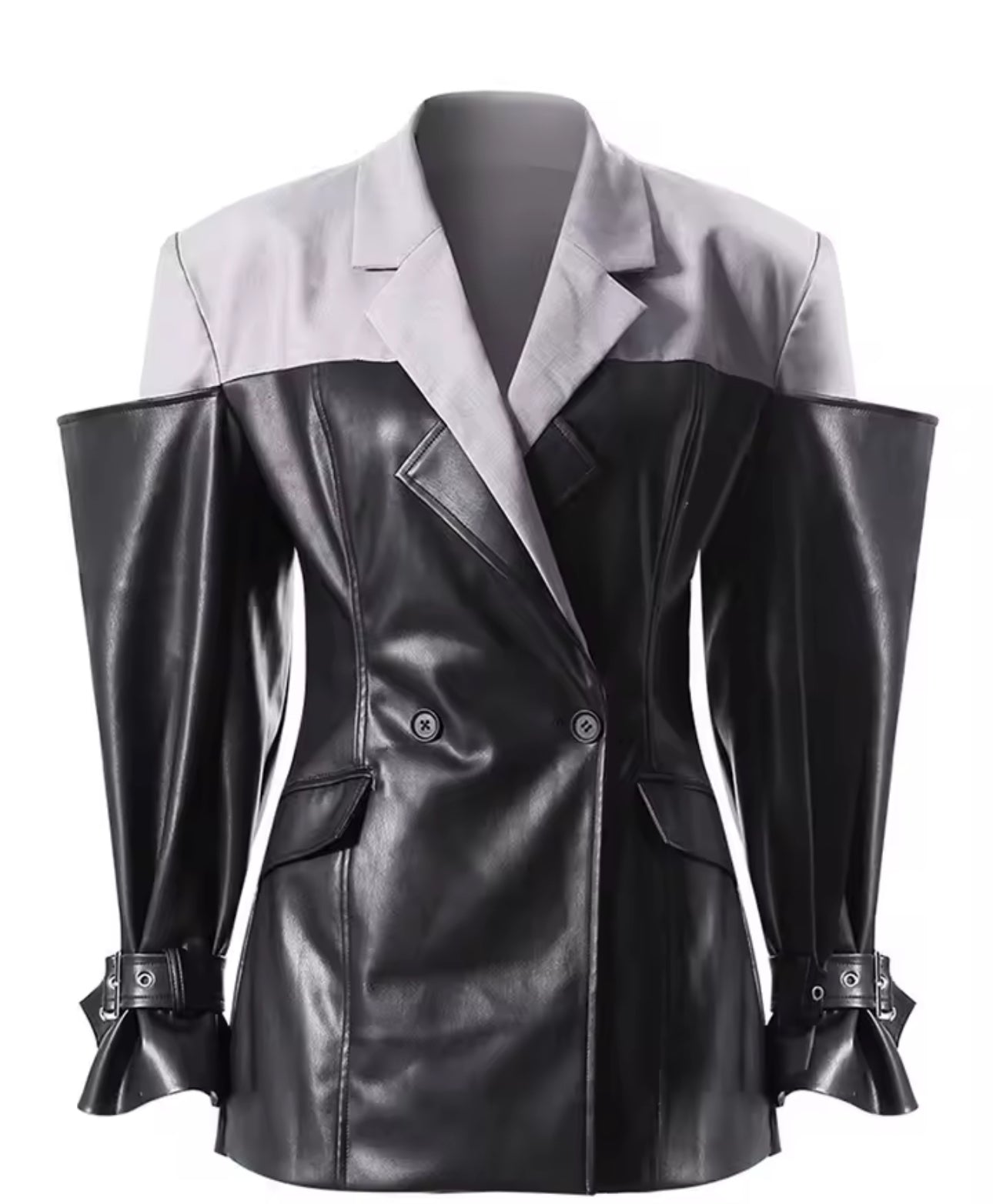 Luxury Co. Two-Tone Leather Power Blazer