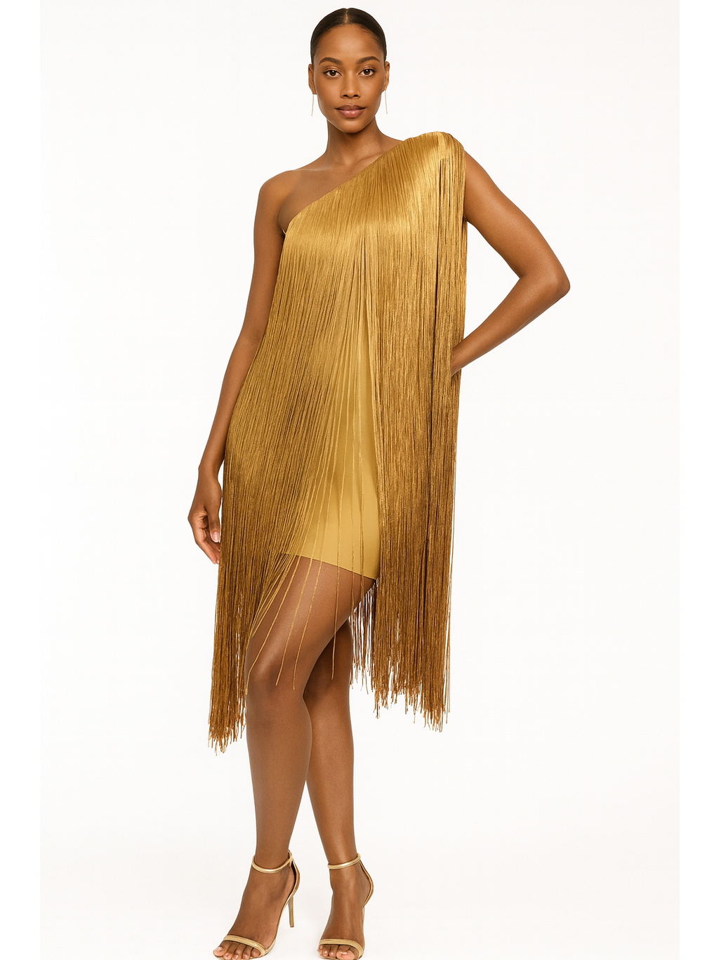 LUXURY CO.| One-Shoulder Luxe Fringe Mini Dress LUXURY CO. FASHION BRAND