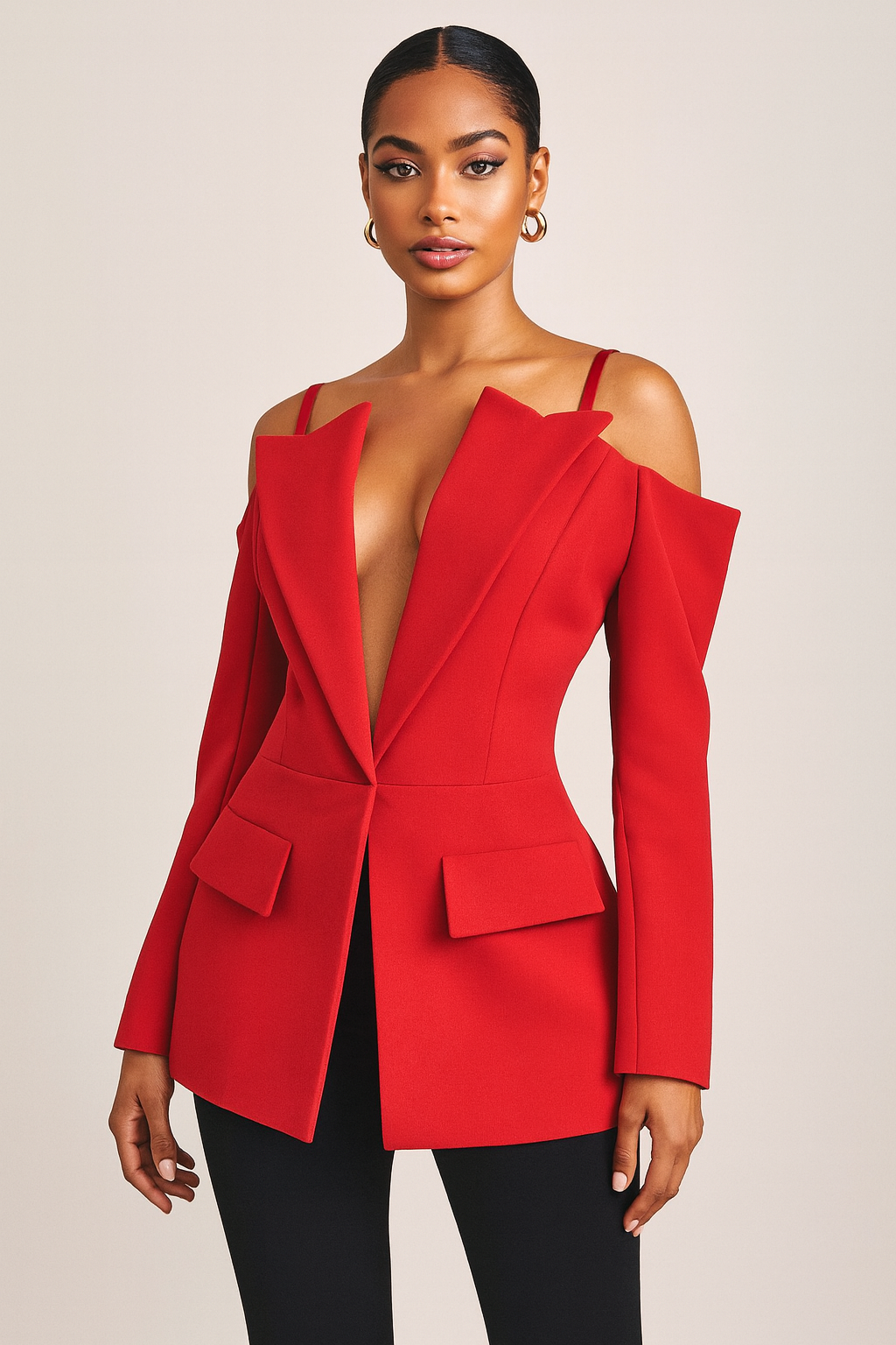 Luxury Co. Red Power Blazer