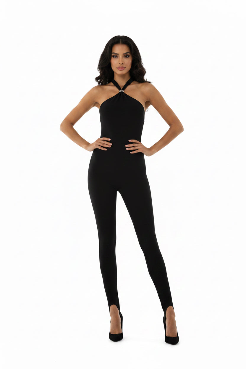 Midnight Sculpt Halter Jumpsuit LUXURY CO. FASHION BRAND