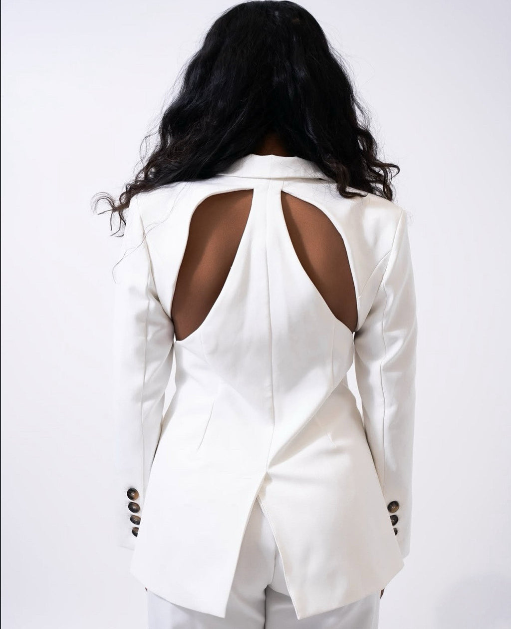 Luxury Co. Cut-Out Blazer Suit – White