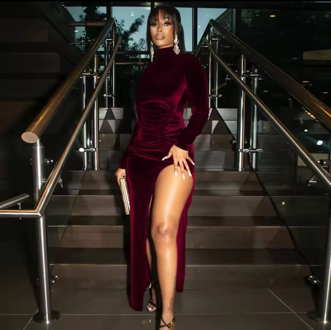 The Luxe Velvet Slit Gown – Holiday Collection