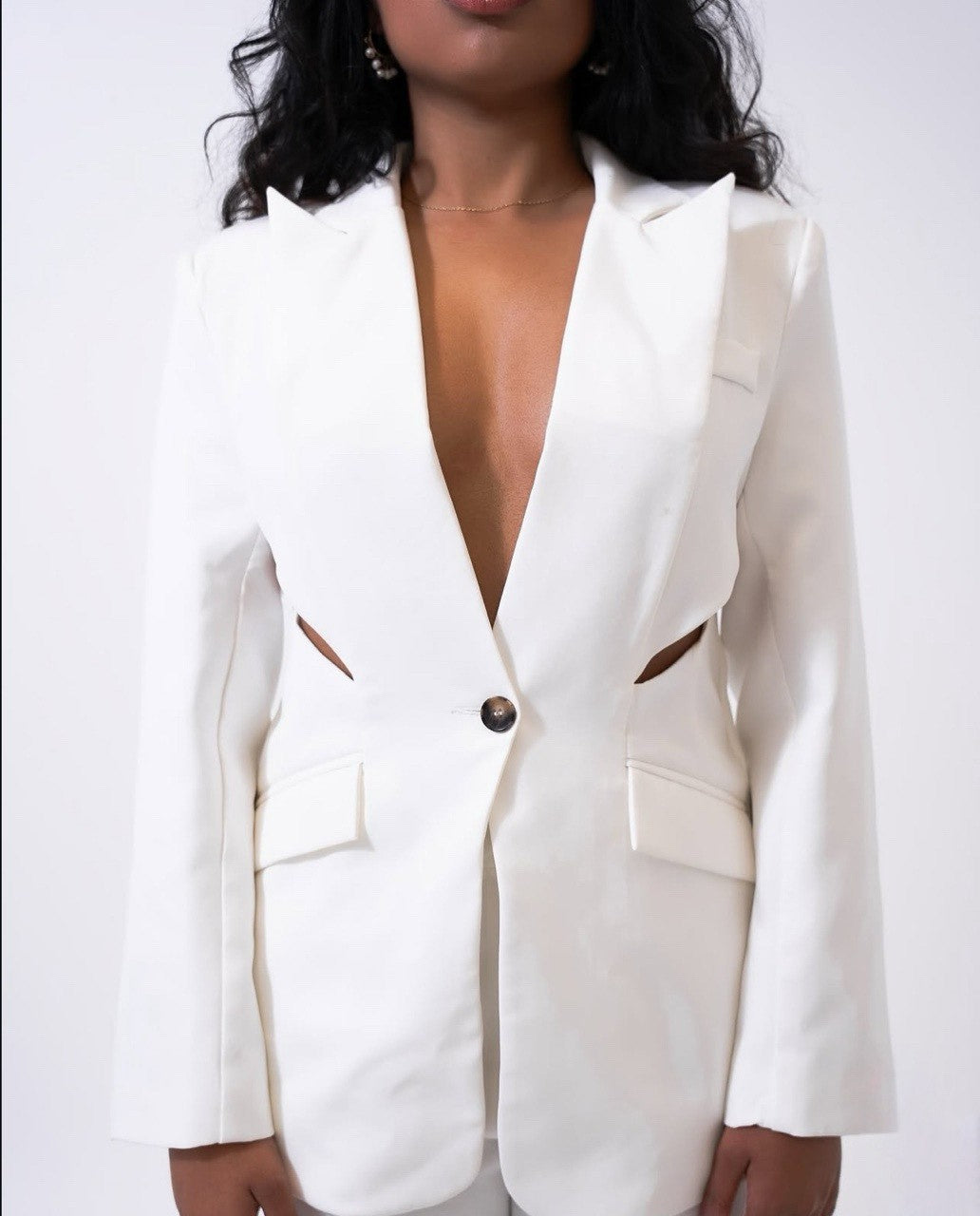 Luxury Co. Cut-Out Blazer Suit – White