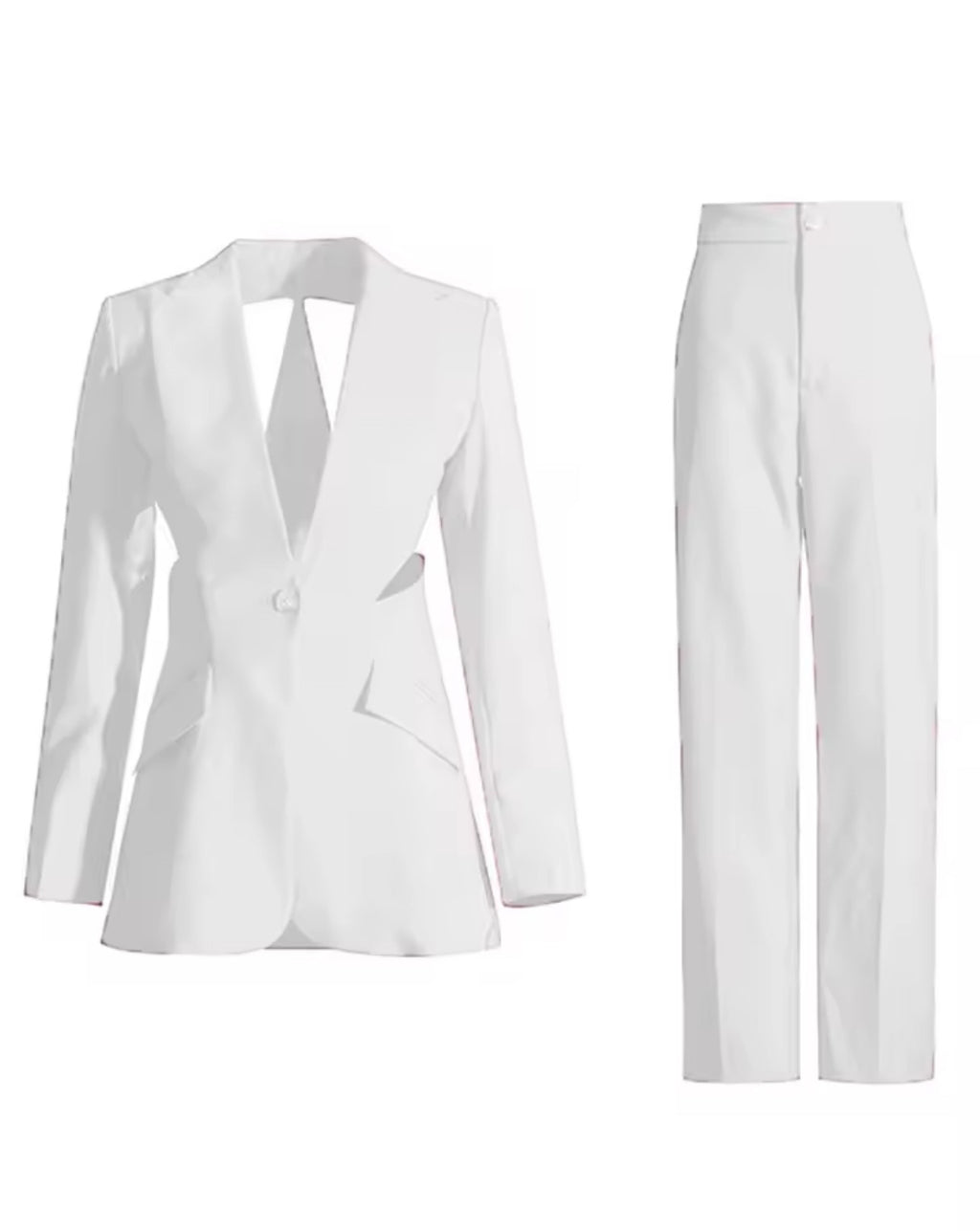 Luxury Co. Cut-Out Blazer Suit – White