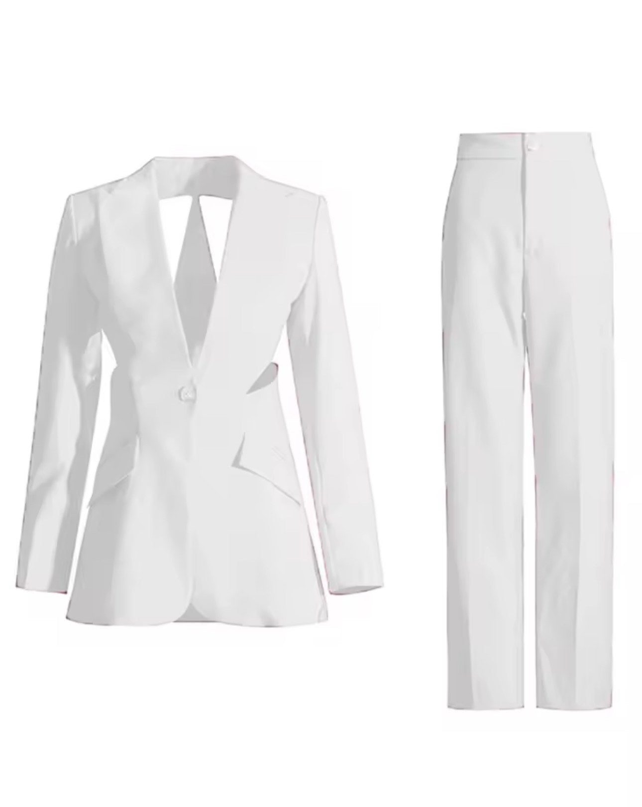 Luxury Co. Cut-Out Blazer Suit – White
